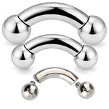 G23 Titanium Curved Barbell Nose Ring 0G-12G With Balls Earring