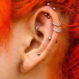 G23 Titanium Curved Barbell Nose Ring 0G-12G With Balls Earring