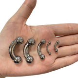 G23 Titanium Curved Barbell Nose Ring 0G-12G With Balls Earring
