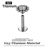Titanium Labret Piercing Jewelry Zircon Ear Studs 16G 6/8/10mm Bar Piercing