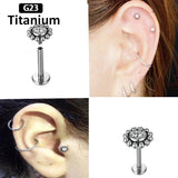 Titanium Labret Piercing Jewelry Zircon Ear Studs 16G 6/8/10mm Bar Piercing