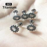 Titanium Labret Piercing Jewelry Zircon Ear Studs 16G 6/8/10mm Bar Piercing