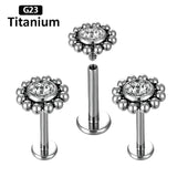 Titanium Labret Piercing Jewelry Zircon Ear Studs 16G 6/8/10mm Bar Piercing