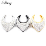 8-25mm Steel Saddle Zirconia CZ Ear Tunnel Plug Stretcher Gauges