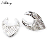 8-25mm Steel Saddle Zirconia CZ Ear Tunnel Plug Stretcher Gauges