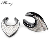 8-25mm Steel Saddle Zirconia CZ Ear Tunnel Plug Stretcher Gauges
