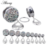 316L Stainless Steel Hollow Dangle Shell Ear Plug Gauge Tunnel