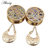 316L Stainless Steel Hollow Dangle Shell Ear Plug Gauge Tunnel