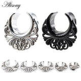 2pcs Retro Stainless Steel Flower Ear Tunnels Plugs Gauges
