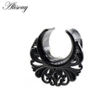 2pcs Retro Stainless Steel Flower Ear Tunnels Plugs Gauges
