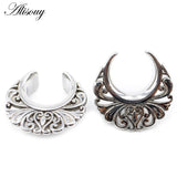 2pcs Retro Stainless Steel Flower Ear Tunnels Plugs Gauges
