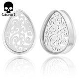 2 PCS Stainless Steel Lucky Cloud Teardrop Ear Gauges Plugs