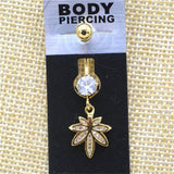 Zircon Maple Leaf Dangle Navel Earring Golden Belly Button Piercing