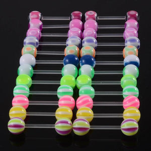 24pcs Flexible Bioplast Tongue Piercing Multicolour Acrylic Balls Barbell