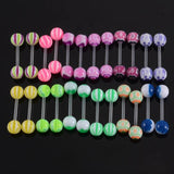24pcs Flexible Bioplast Tongue Piercing Multicolour Acrylic Balls Barbell