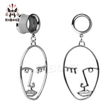 Stainless Steel Face Dangle Ear Gauges Plugs Tunnels Earring