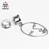 Stainless Steel Face Dangle Ear Gauges Plugs Tunnels Earring