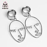 Stainless Steel Face Dangle Ear Gauges Plugs Tunnels Earring