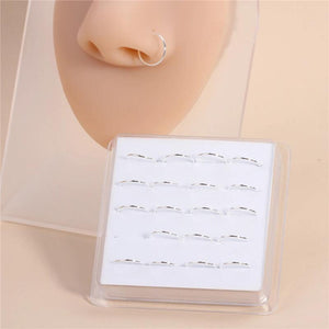 20pcs Boxed Nose Rings Hoops Body Piercing Jewelry for Single Piercing