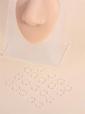 20pcs Boxed Nose Rings Hoops Body Piercing Jewelry for Single Piercing