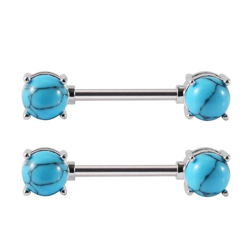 Surgical Steel Turquoise Nipple Barbell Piercing