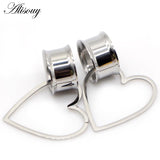 2pcs Heart Shape Dangle Ear Plugs Stainless Steel Ear Gauges Tunnels