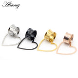 2pcs Heart Shape Dangle Ear Plugs Stainless Steel Ear Gauges Tunnels