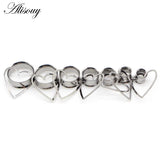 2pcs Heart Shape Dangle Ear Plugs Stainless Steel Ear Gauges Tunnels