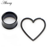 2pcs Heart Shape Dangle Ear Plugs Stainless Steel Ear Gauges Tunnels