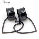 2pcs Heart Shape Dangle Ear Plugs Stainless Steel Ear Gauges Tunnels