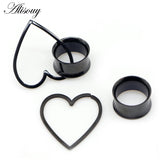 2pcs Heart Shape Dangle Ear Plugs Stainless Steel Ear Gauges Tunnels