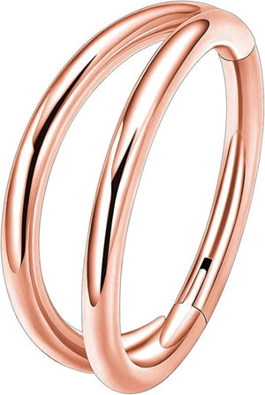 G23 Titanium 16G Septum Hoop Piercing Double Row CZ Beads Conch Nose Ring