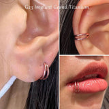 G23 Titanium 16G Septum Hoop Piercing Double Row CZ Beads Conch Nose Ring
