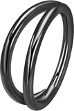G23 Titanium 16G Septum Hoop Piercing Double Row CZ Beads Conch Nose Ring
