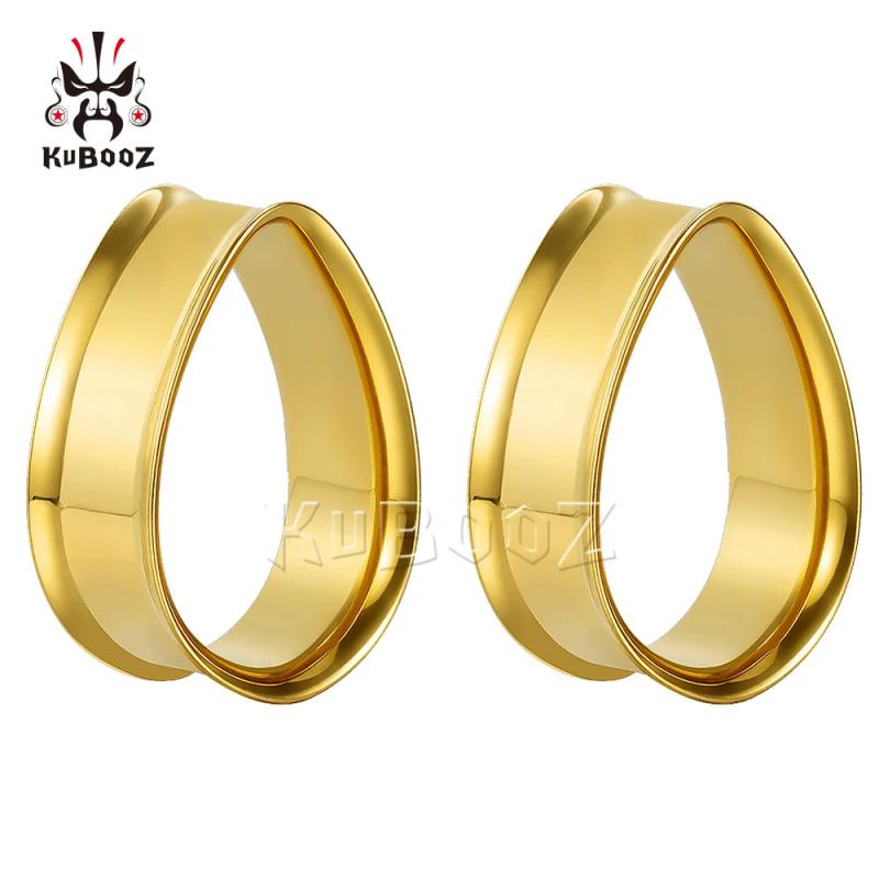 Kubooz Stainless Steel Horn Ear Plugs Body Jewelry Piercing Ear Gauges