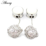 2pcs Stainless Steel Dangle Earrings Tunnels Ear Plugs Gauges 6-16mm