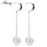 2pcs Stainless Steel Dangle Earrings Tunnels Ear Plugs Gauges 6-16mm