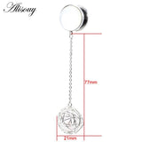 2pcs Stainless Steel Dangle Earrings Tunnels Ear Plugs Gauges 6-16mm