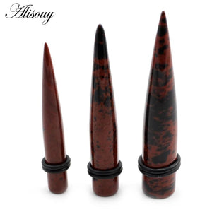 2pcs Natural Stones Ear Tapers Plugs Gauges Flesh Expander Stretcher
