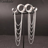 Vankula 2pc Stainless Steel Chain Earrings Body Piercing Jewelry
