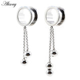 2PCS Stainless Steel Ball Chain Ear Plugs Gauges Piercing Body Jewelry