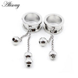 2PCS Stainless Steel Ball Chain Ear Plugs Gauges Piercing Body Jewelry
