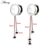 2PCS Stainless Steel Ball Chain Ear Plugs Gauges Piercing Body Jewelry
