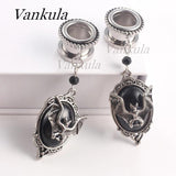 Vankula 2PCS Dangle Ear Tunnels Stainless Steel Ear Gauges