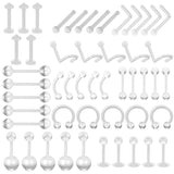 50pcs Acrylic Nose Ring Clear Tongue Barbell Navel Belly Nipple Piercing Set