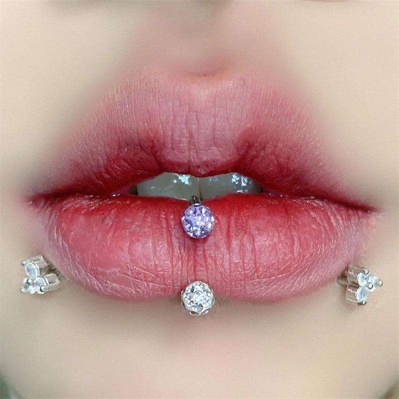 Titanium Steel Lip Ring Zircon Ball Nose Belly Button Piercing Body Jewelry
