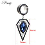 2pcs Retro Zircon Rhombus Dangle Stainless Steel Ear Plugs Tunnels