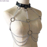 Sexy Body Chain Bra Leather Belt Chain Club Jewelry