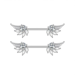 2pcs Stainless Steel Crystal Nipple Shield Cover Heart Flower Nipple Rings