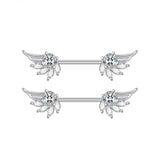 2pcs Stainless Steel Crystal Nipple Shield Cover Heart Flower Nipple Rings